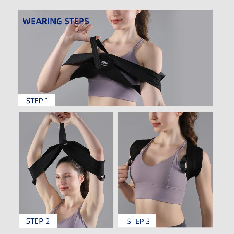 VBOSI Adjustable Posture Corrector Upper Back Support Sporty Shoulder Belt for Men Women